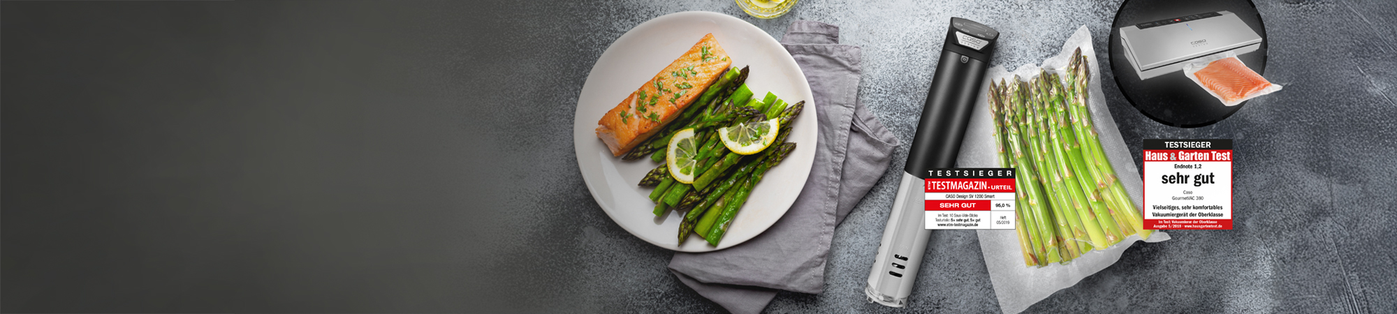 Asparagusset with vacuum sealer and sousvide stick