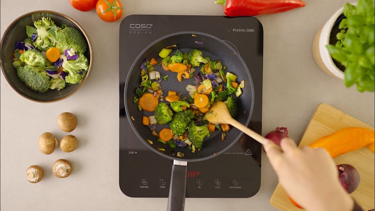 Vegetables in pan, ingredients, hob, cooking, food, kitchen, wood, hand, vegetables, healthy