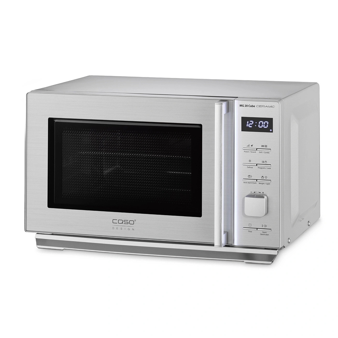 Caso Design MG 20 Cube Ceramic microwave, stainless steel, digital display, control panel, kitchen
