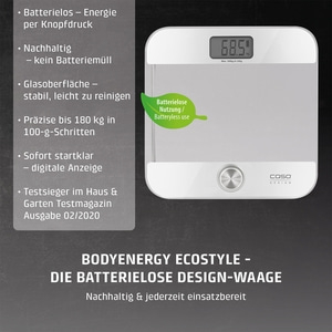 Body Energy Ecostyle Design personal scale - Body Energy Technology - Works without batteries. Scales up to 180 kg in 100 g increments, test winner