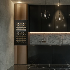 WineDeluxe WD 60 Design Einbau-Weinkühlschrank mit Kompressortechnik, 122er Nischenmaß, für bis zu 60 Flaschen, 2 Temperaturzonen