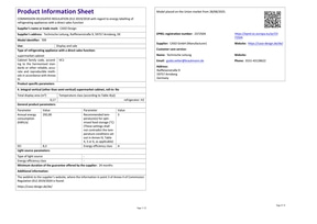 Product information sheet for refrigerated display cabinets with direct sales function from CASO Design.