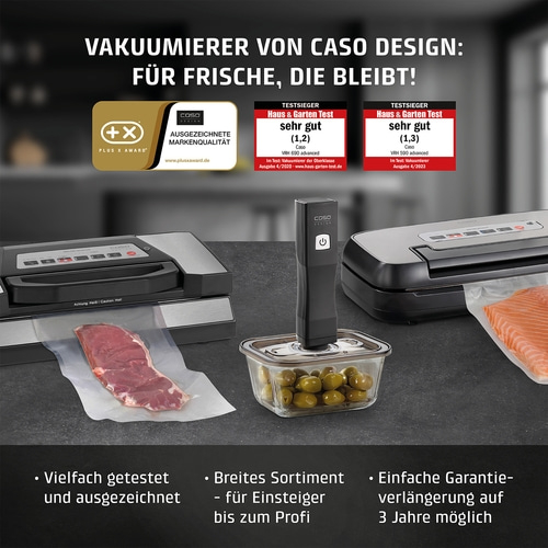 Caso Design vacuum sealer: For freshness that lasts! Tested and awarded.