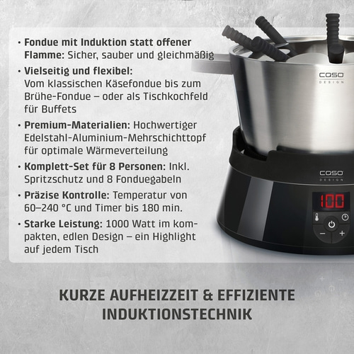 Induktions-FonDue schwarz Fondue und Tischkochfeld mit Induktionstechnik, Testsieger