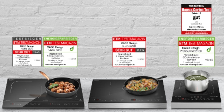 Induction cooktops with test results from Caso Design and Haus & Garten Test