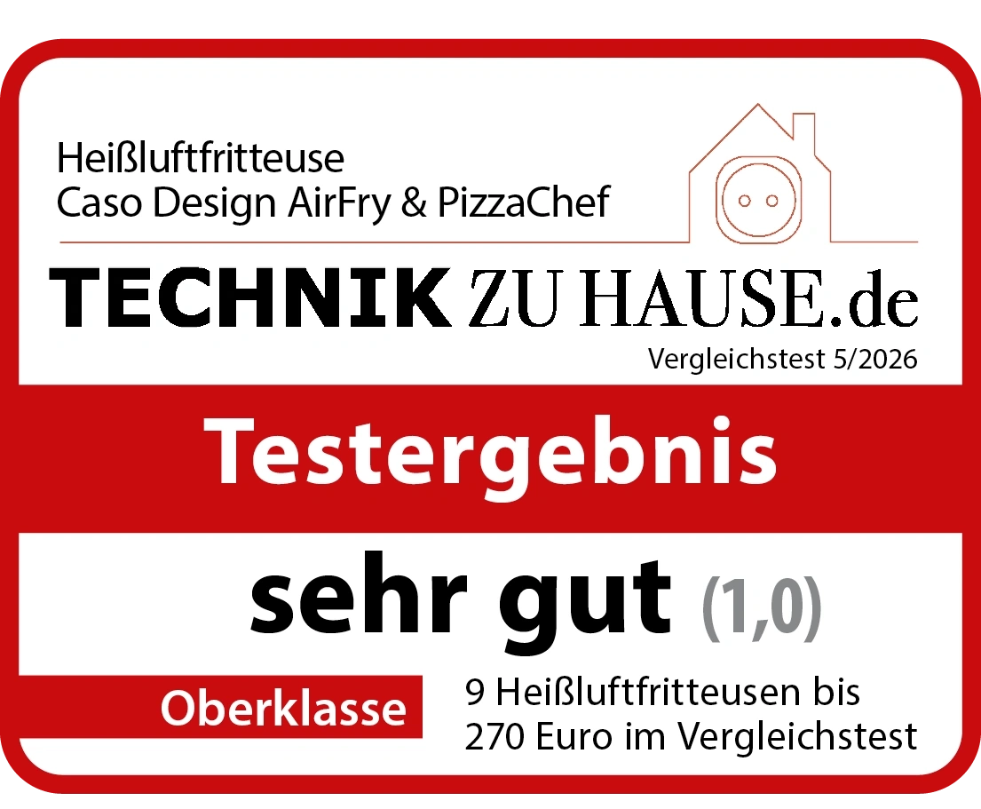 Heißluftfritteuse Caso Design AirFry & PizzaChef, Testergebnis sehr gut (1,0) in Oberklasse