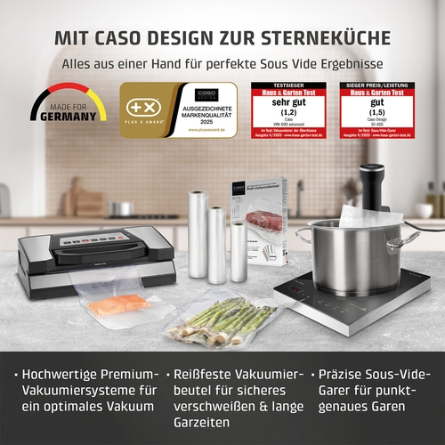 Vakuumierer, Sous-Vide-Garer und Zubehör für perfekte Kochergebnisse.