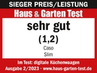 Auszeichnung für Caso Slim: Sehr gut, Preis-Leistung, Haus & Garten Test, Ausgabe 2/2023