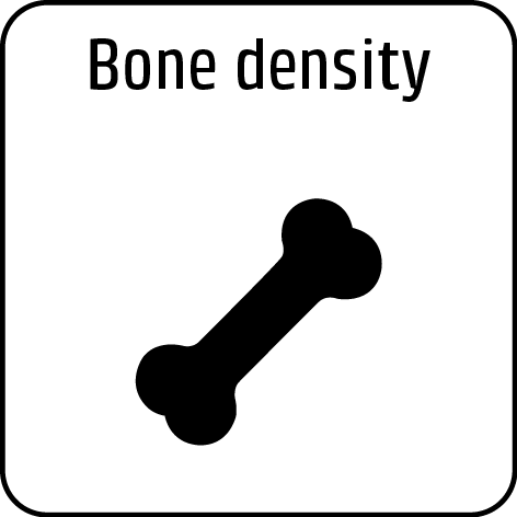 Bone density symbol with bone on white background in a rounded rectangle