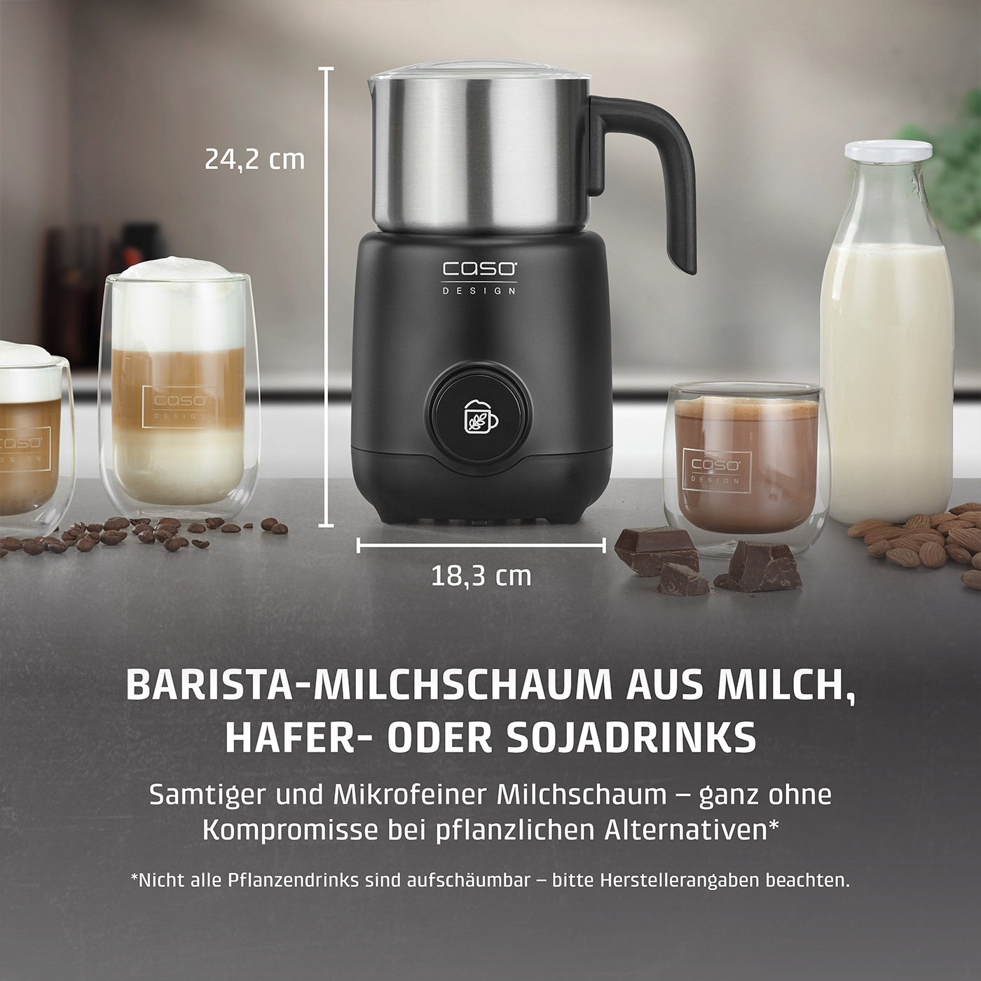 PremiumLatte XL Induktions- Milchaufschäumer für Kuhmilch- und Pflanzendrinks