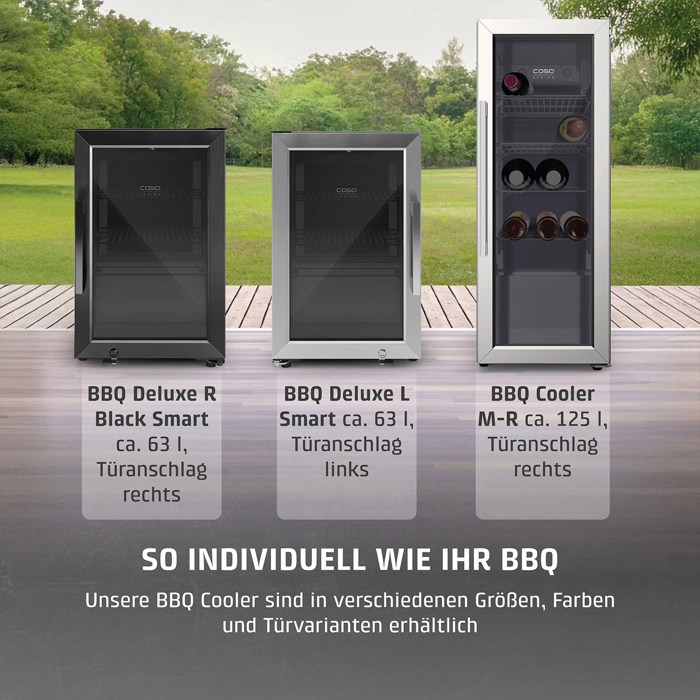 BBQ Kühler: Schwarz, Silber, Wein, Garten, Größen, Türvarianten, BBQ Deluxe, Cooler