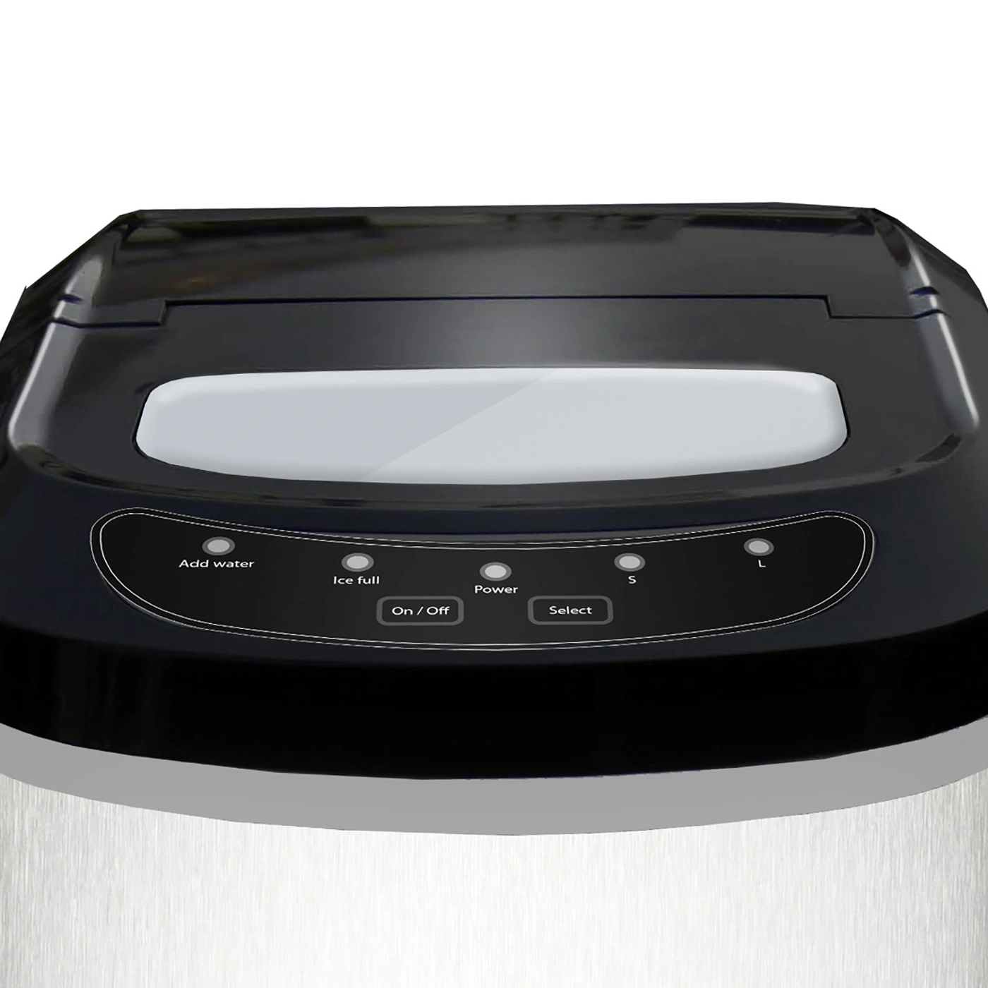 Ice maker with control panel and various function buttons.