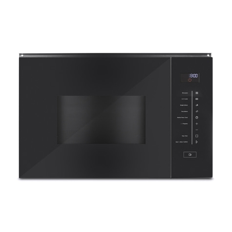 Schwarze Mikrowelle mit Bedienfeld und digitaler Anzeige, 13:00 Uhr.