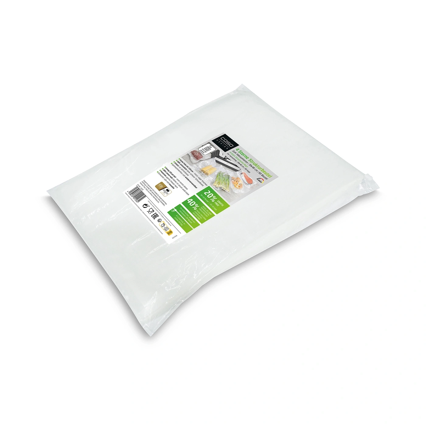 4 Stars Structured Bags 30x40 cm, 60 bags 150 μmFor vacuum sealing & sous vide