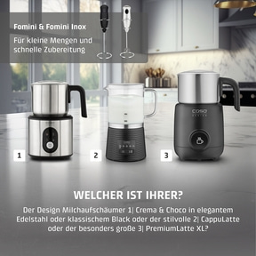 CappuLatte Design Milchaufschäumer für Kuhmilch- und Pflanzendrinks