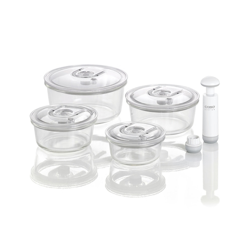 Vacuum container Set round + Set square Set of high quality glass design vacuum containers with tritan lid
