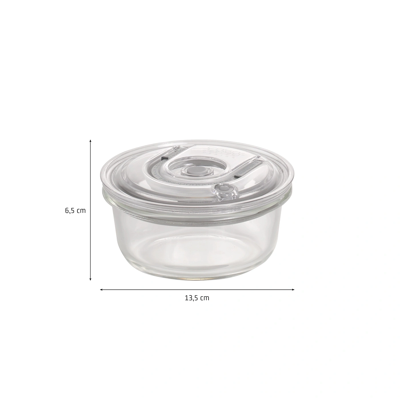 Glasbehälter mit Deckel, 6,5 cm hoch und 13,5 cm breit