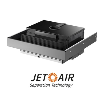 Ein moderner Dunstabzug mit dem Logo JET AIR Separation Technology