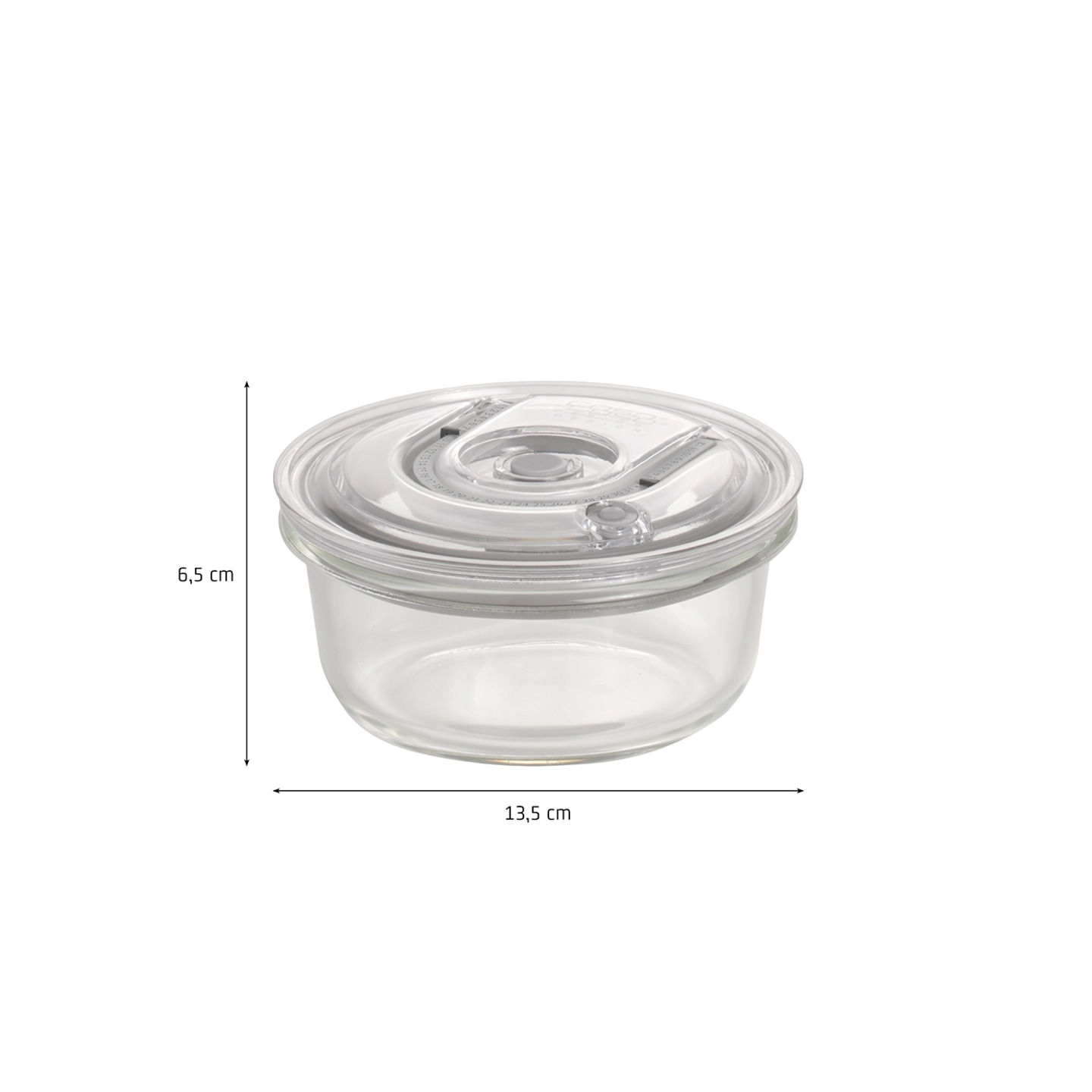 Glass container with lid, 6.5 cm high and 13.5 cm wide