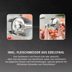 Stainless steel meat cutter, ideal for minced meat and meat fillings.
