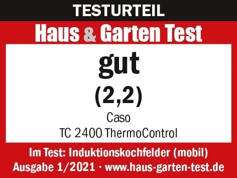 Test result Haus & Garten Test good (2.2) Caso TC 2400 ThermoControl induction cooktops