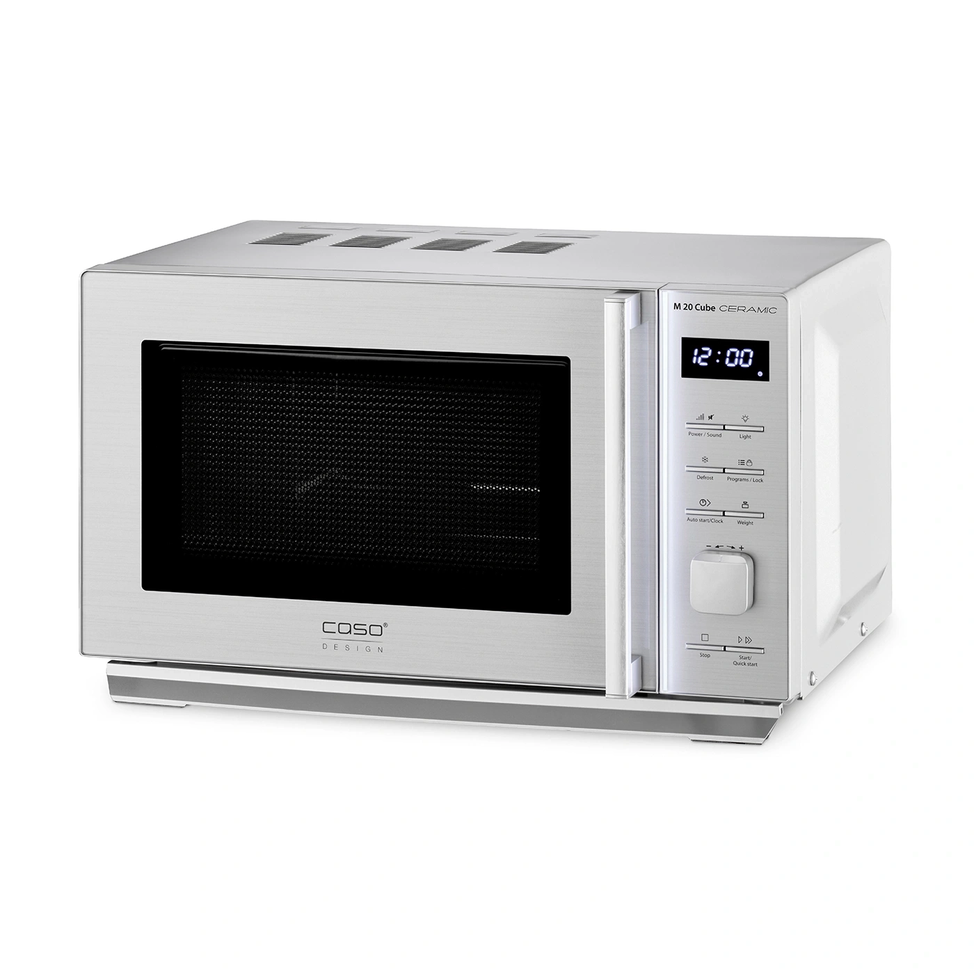 Caso M 20 Cube Ceramic microwave, stainless steel, control panel, digital display, design