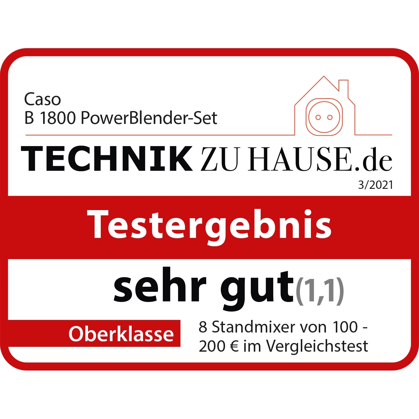 Caso B 1800 PowerBlender-Set, very good test result, top class, Technik zu Hause.de