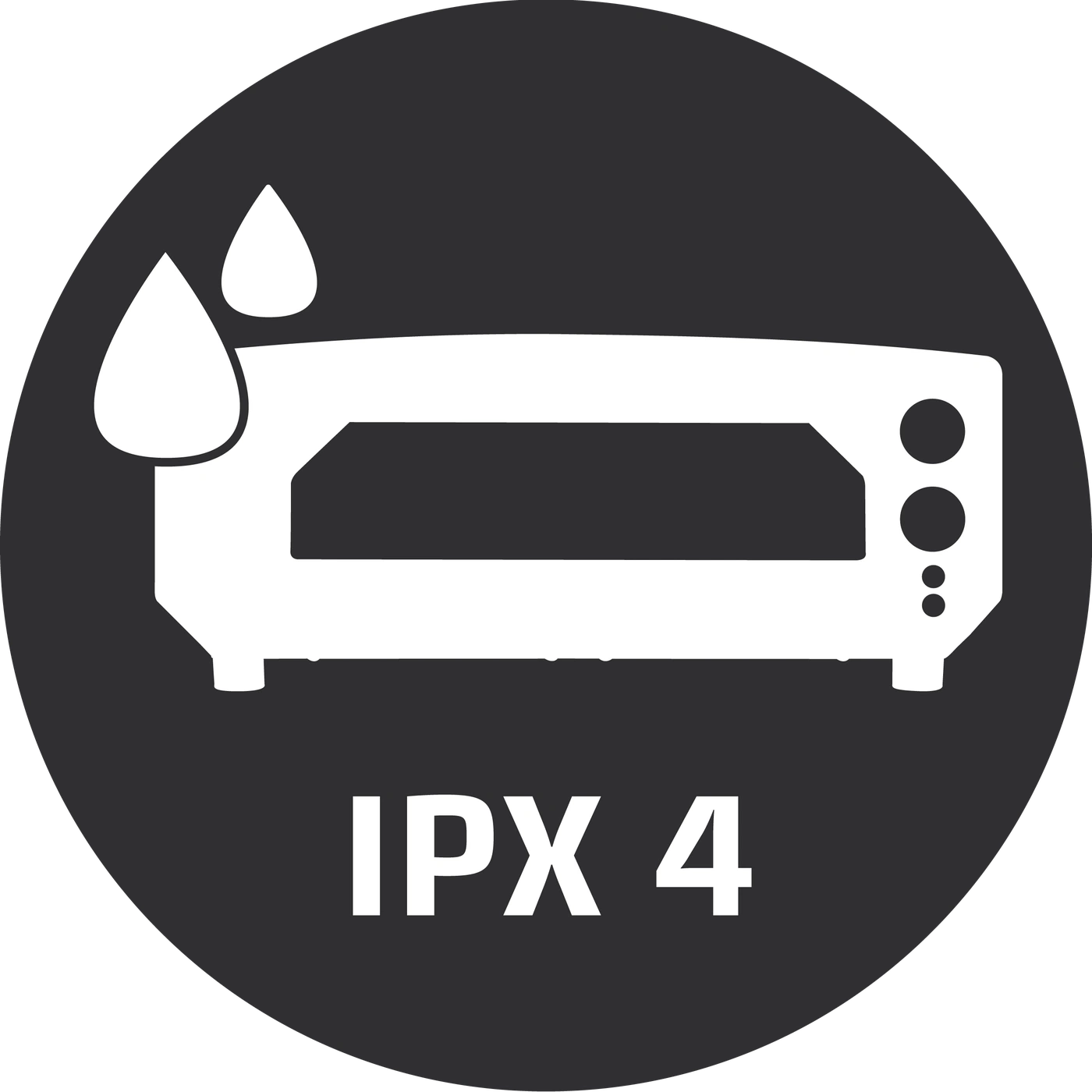Waterproof device with IPX4 certification, protected against water splashes.