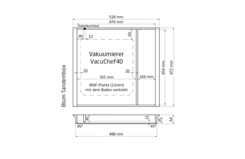VacuChef 40 + Blum Legrabox 16 / Hettich AvanTech Schubladeneinsatz & Vakuumierer VacuChef 40
