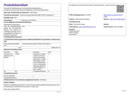 Produktinformationsblatt für Kühlgeräte mit Direktverkaufsfunktion von CASO Design.