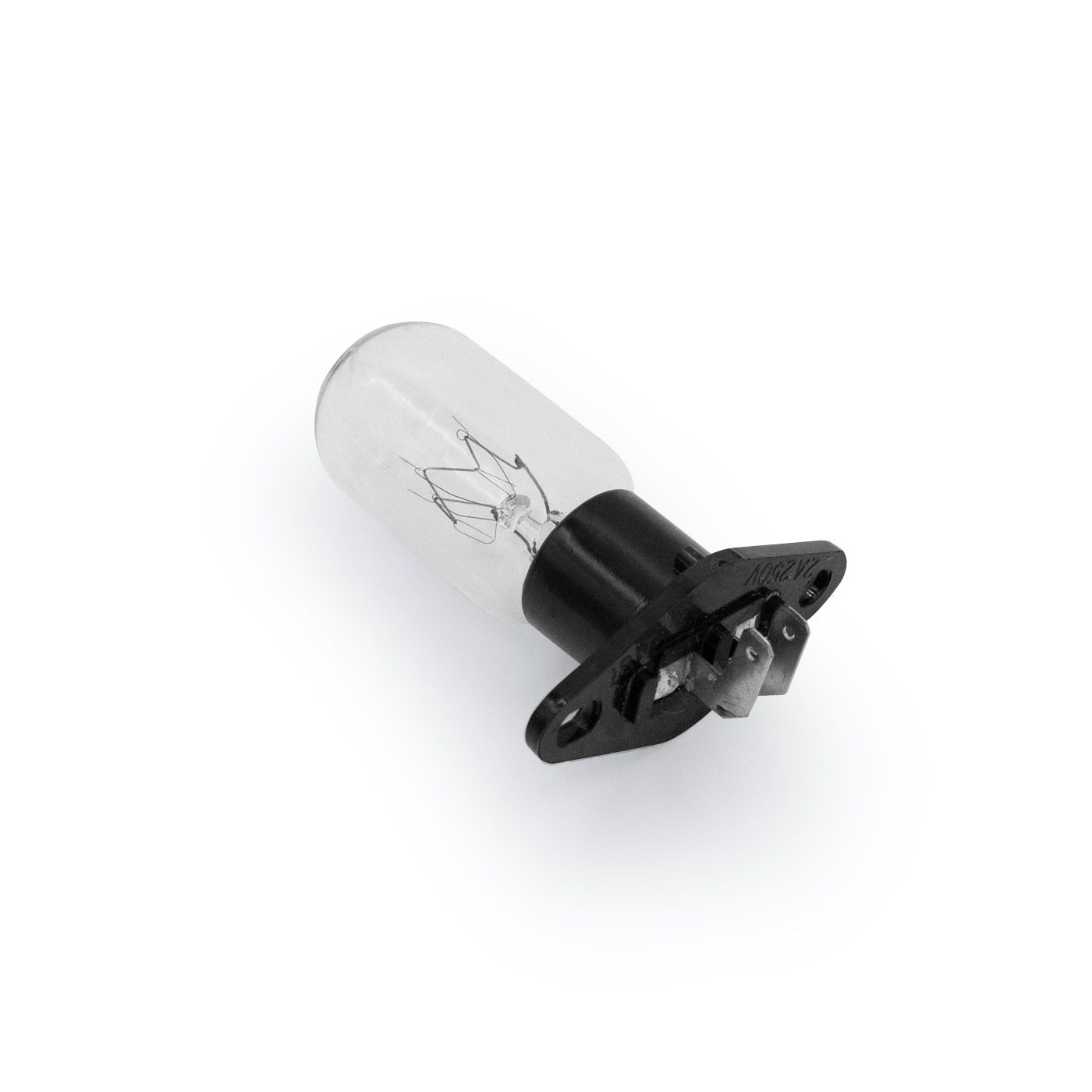 Close-up of a light bulb with a black base, isolated on white background