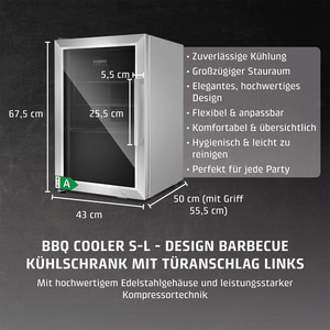 BBQ Cooler S-L Barbecue Kühlschrank mit Türanschlag Links