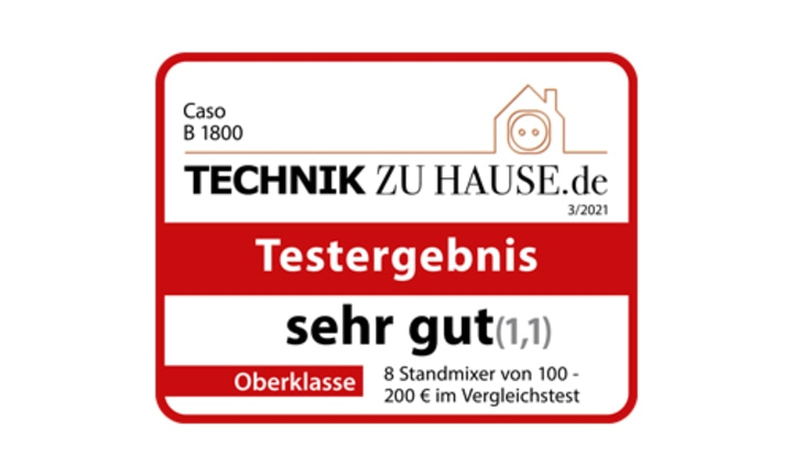 Caso B 1800, Testergebnis sehr gut, Oberklasse, Technik zu Hause.de, 3/2021, 8 Standmixer