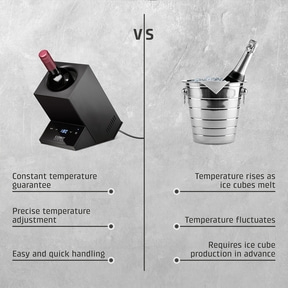 Wine cooler vs. ice bucket: temperature control, easy handling, vs. ice cubes
