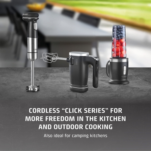 Kitchen appliances: immersion blender, hand mixer, and blender for kitchen and outdoor.