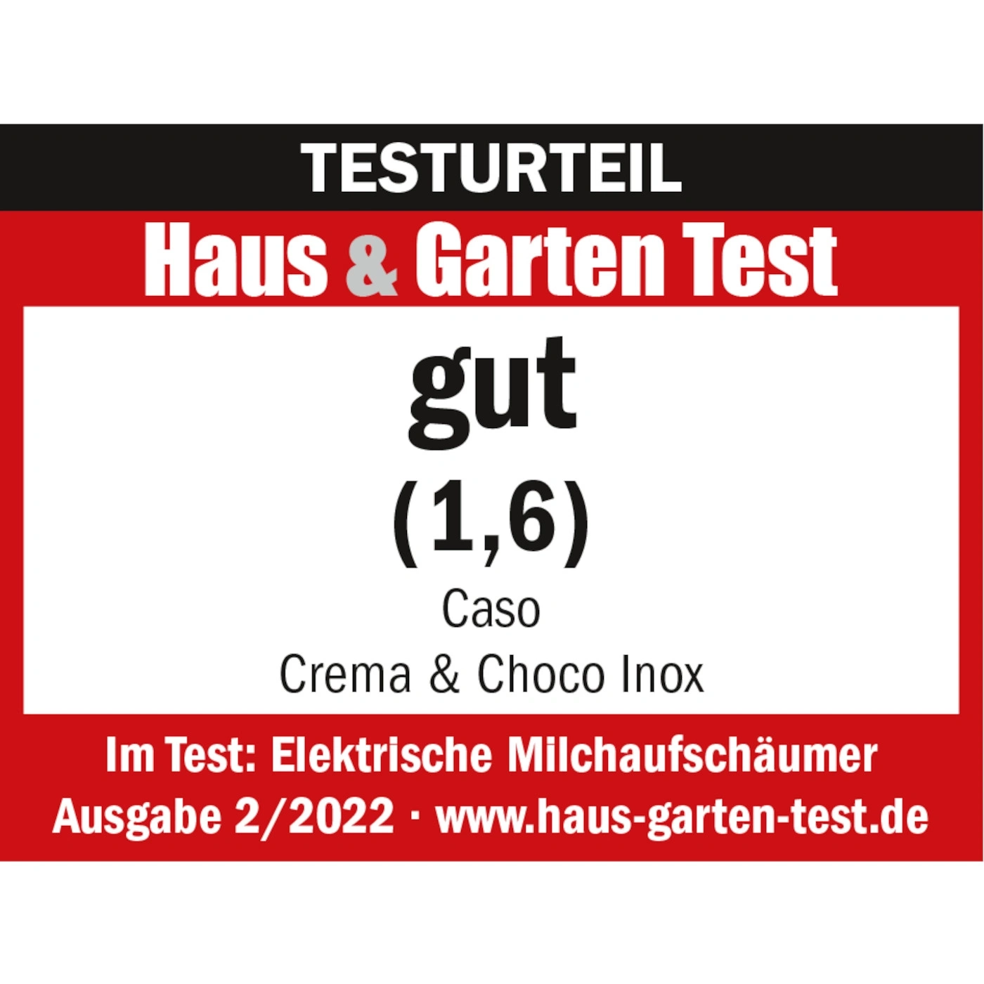 Testurteil Haus & Garten Test gut (1,6) Caso Crema & Choco Inox Milchaufschäumer