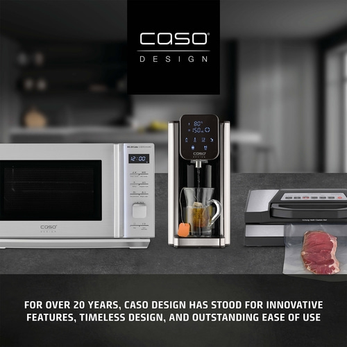 Caso Design kitchen appliances: microwave, tea machine, vacuum sealer. Innovative design.