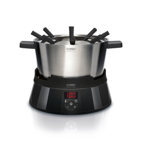 Fondue set with stainless steel pot and digital temperature display, black