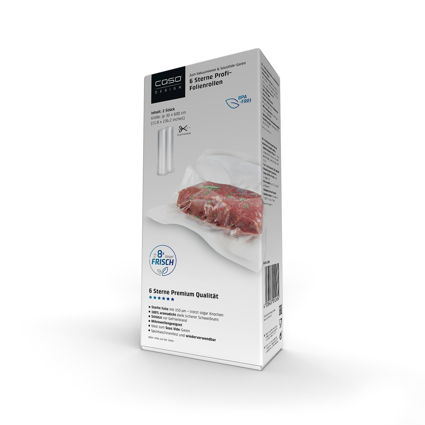 COSO vacuum sealing foil, 6 star professional foil rolls, BPA-free, 2 pieces, 30x600cm, reusable