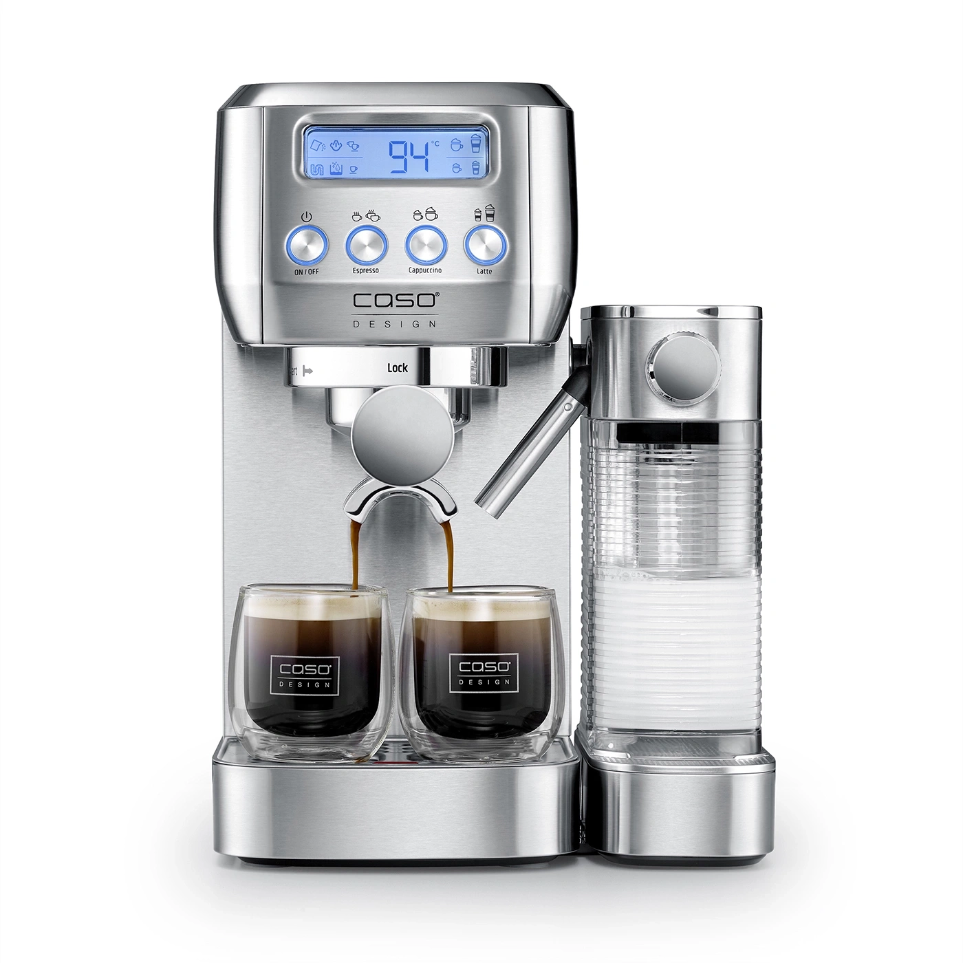 Kaffeemaschine mit Espresso und Cappuccino Funktion, Milchaufschäumer, COSO Design.