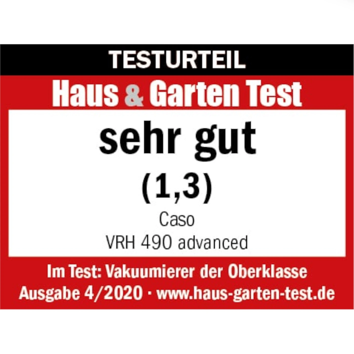Testurteil Haus & Garten Test sehr gut (1,3) Caso VRH 490 advanced Vakuumierer