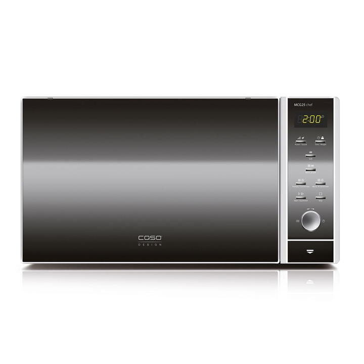 Caso Design MCG25 Chef microwave with control panel and display for time and functions.