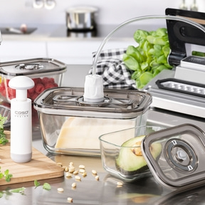 VacuBoxx Eco-Set + VacuBoxx Inox 2.6 Set of stackable glass vacuum containers