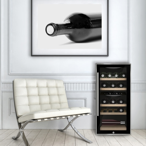 WineComfort 24 black Design Weinkühlschrank, für bis zu 24 Flaschen, 2 Temperaturzonen