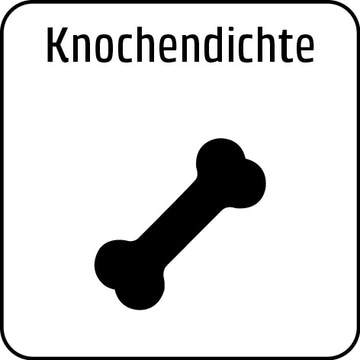 Knochendichte-Symbol mit Knochen in einem weißen Feld mit abgerundeten Ecken