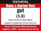 Haus & Garten Test, gut (1,6), Caso Crema & Choco Black, Milchaufschäumer, Ausgabe 2/2022