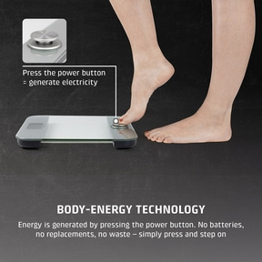 A scale with "Body-Energy-Technology" without batteries.