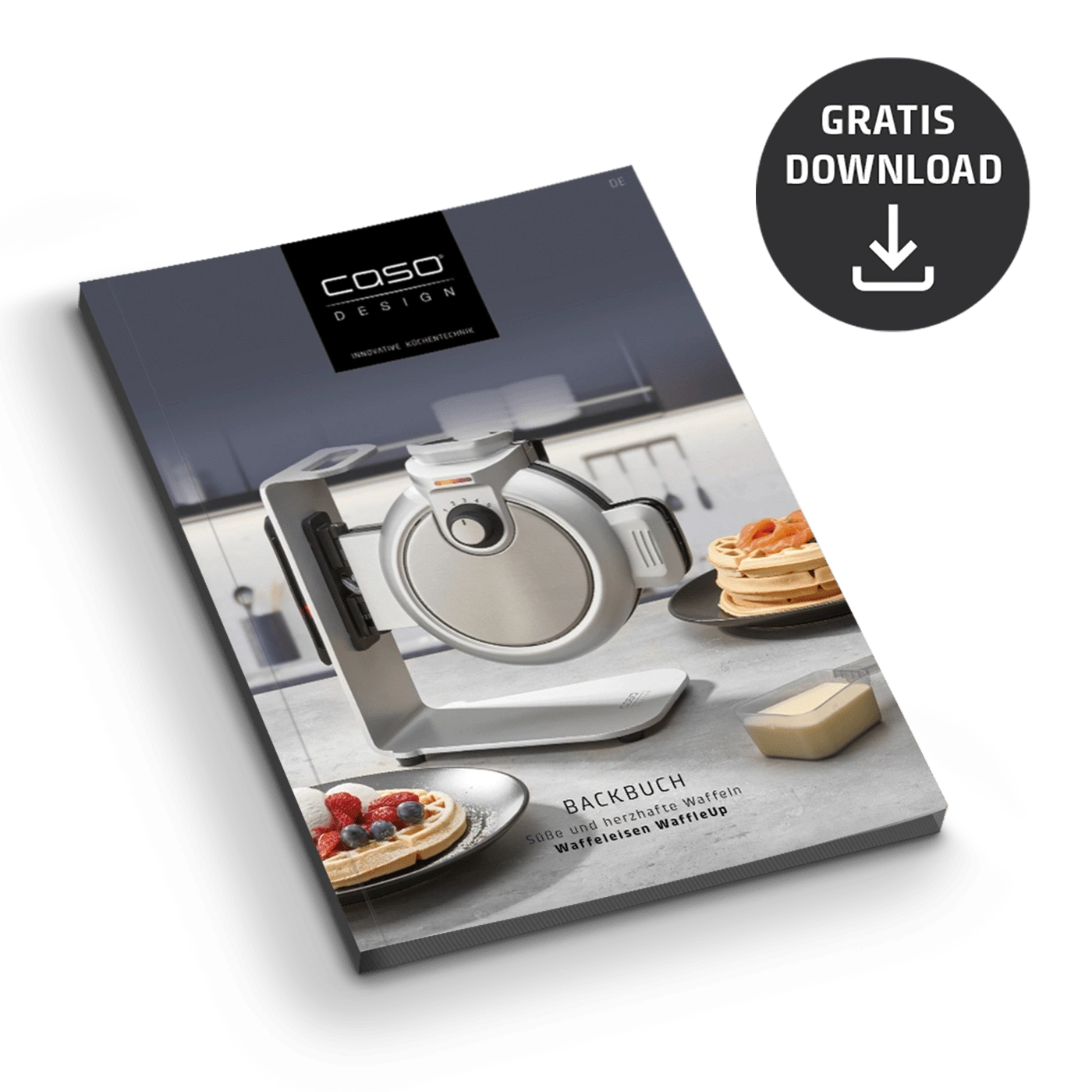 Caso waffle iron cookbook with free download icon