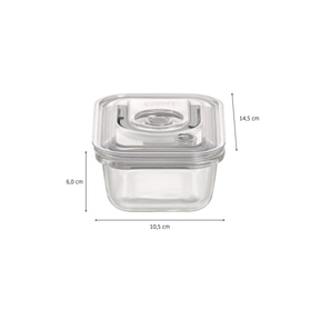 CASO vacuum freshness container square - 370 ml High quality glass design vacuum containers with tritan lid
