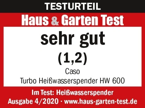 Testurteil Haus & Garten Test sehr gut (1,2) Caso Turbo Heißwasserspender HW 600